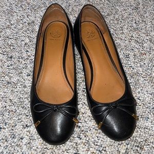 TORY BURCH Brooke Bow 25MM Black Ballet Heels size 8.5